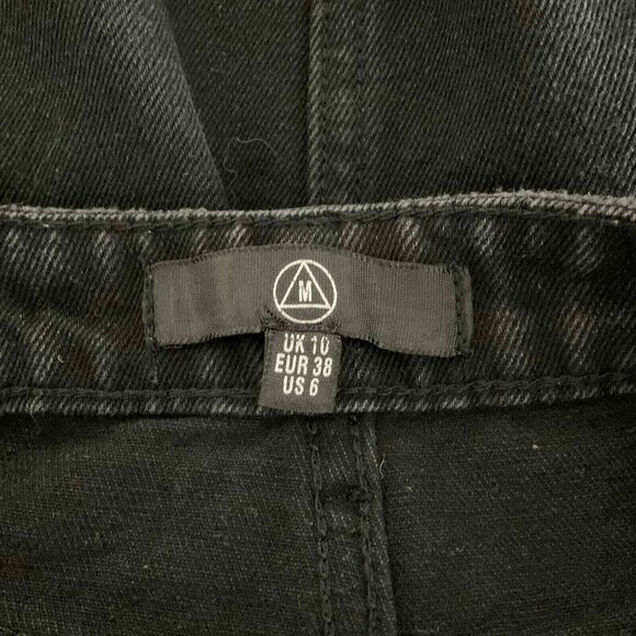 Missguided Womens Black Cotton‎ A-Line Denim Jean Skirt Small Raw Hem - Picture 10 of 13